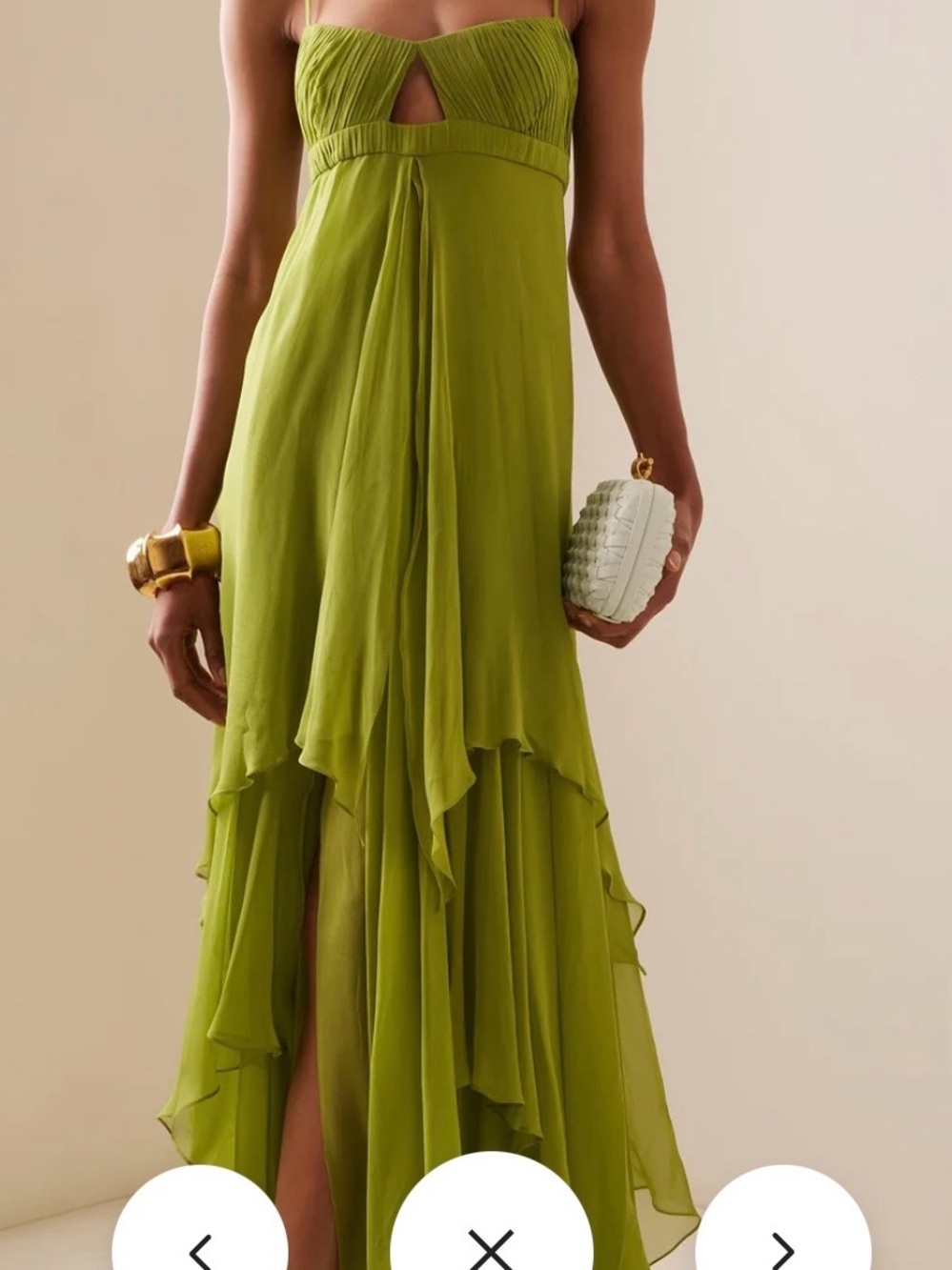 Elegant Olive Green Maxi Dress - Strapless Chiffon Gown
